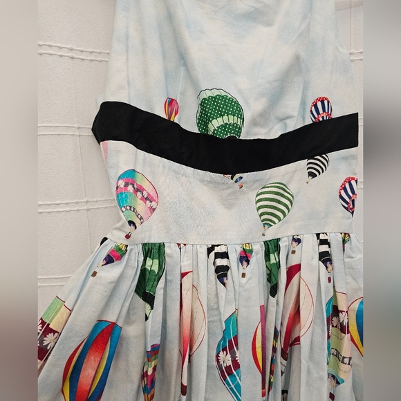 Unique Vintage Multicolor Hot Air Balloon Midi Dress - Picture 3 of 7